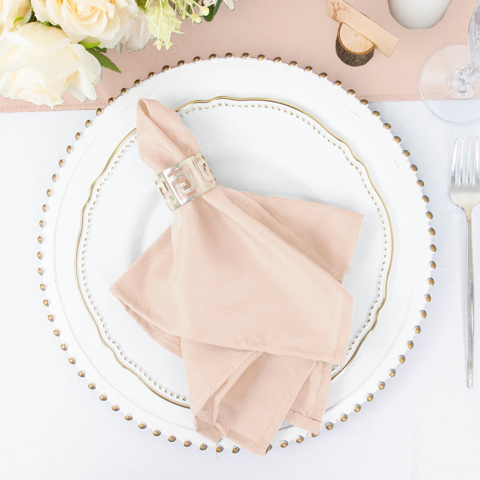 Efavormart 5 Pack Blush / Rose Gold Seamless Cloth Dinner Napkins