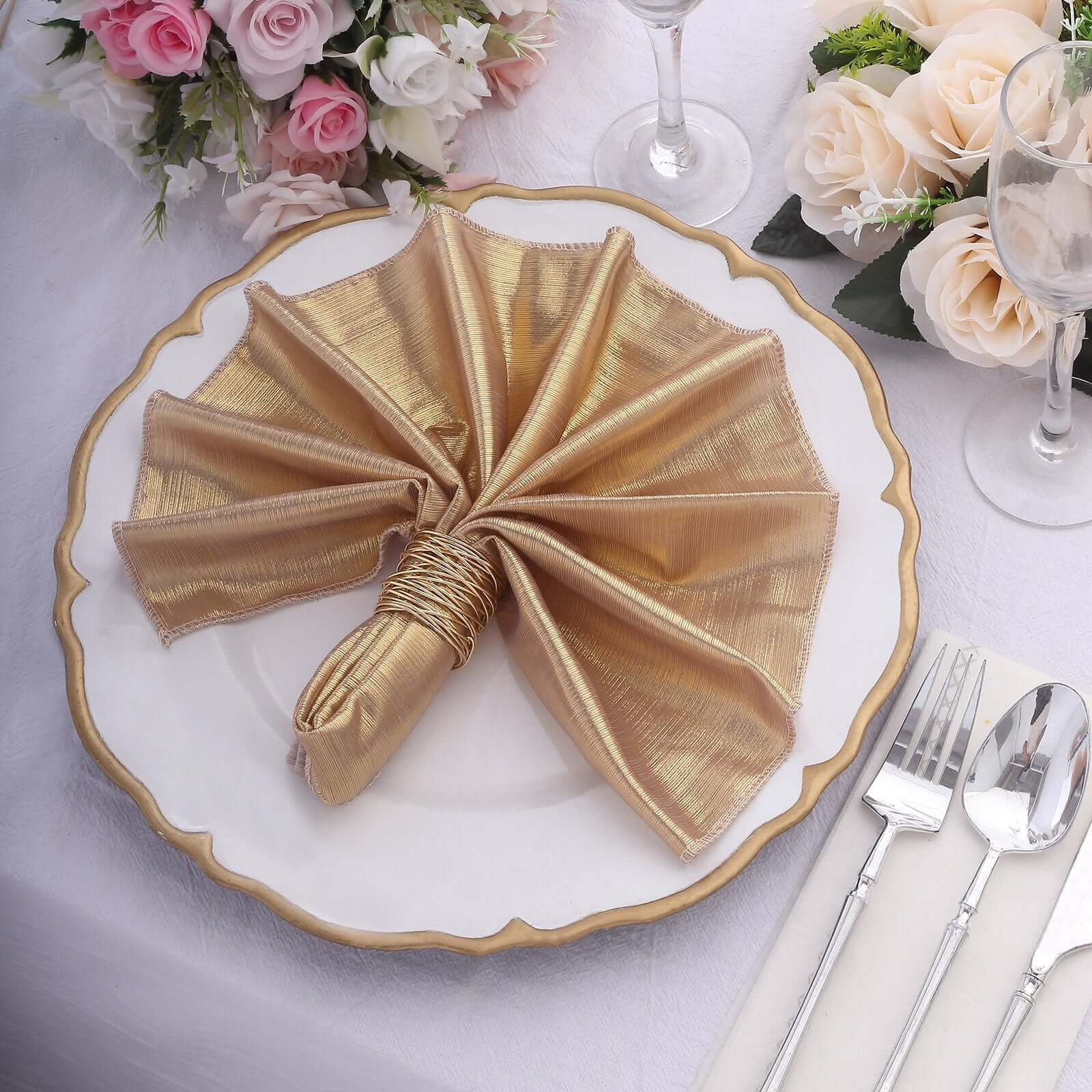 Efavormart 5 Pack Blush Shimmer Sequin Dots Polyester Dinner Napkins ...