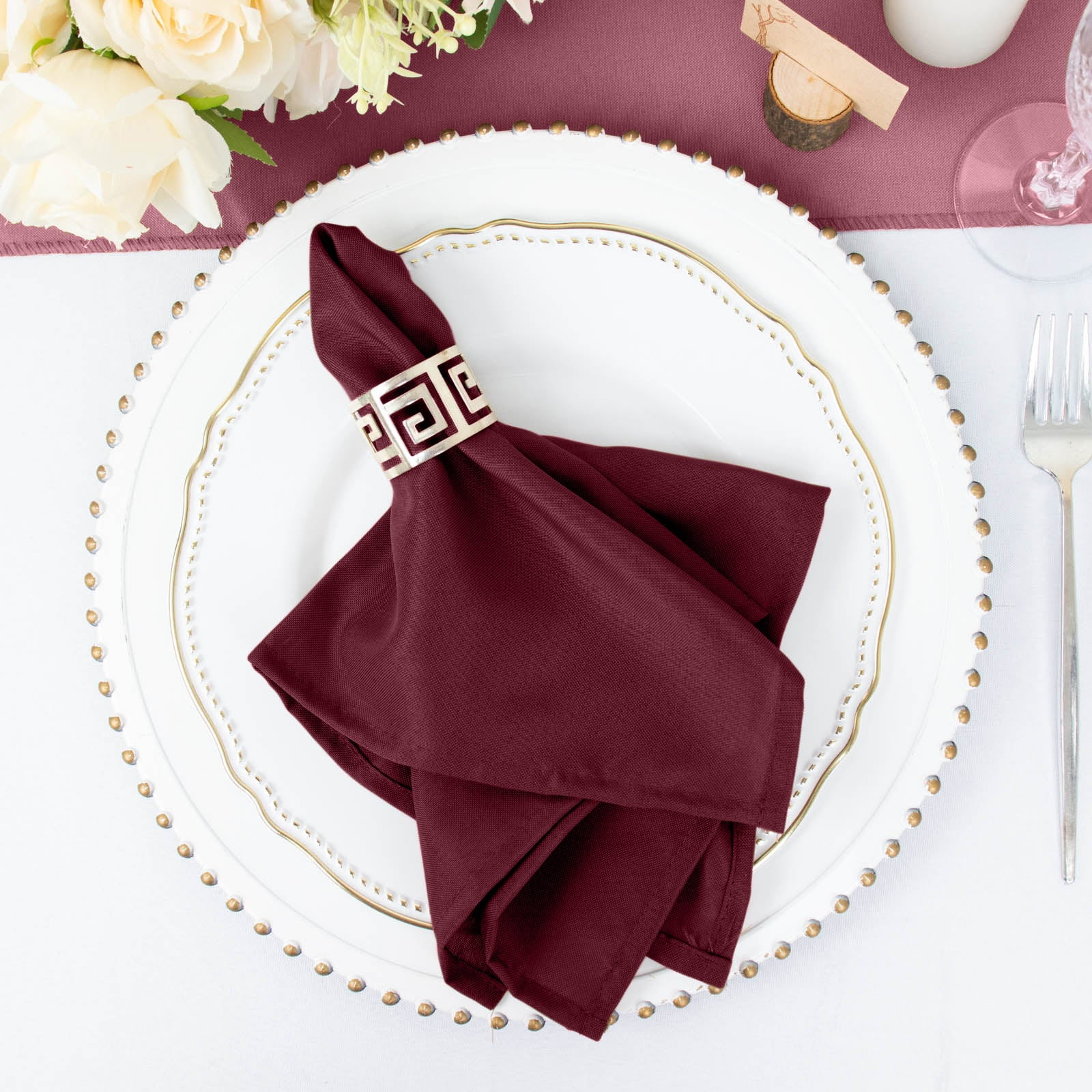 Efavormart 5 Pack | Burgundy Seamless Cloth Dinner Napkins, Wrinkle ...