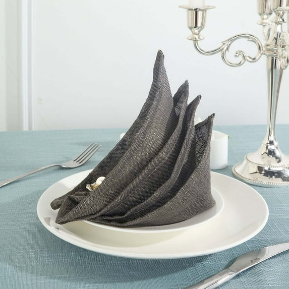 Efavormart 5 Pack CHARCOAL GREY 20"x20" Premium Faux Linen Napkins Slubby Textured Wrinkle Free Napkins