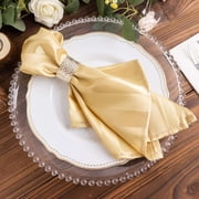 Efavormart 5 Pack Champagne Striped Satin Cloth Napkins, Wrinkle-Free Reusable Dinner Napkins - 20"x20" For Wedding Party Event Banquet