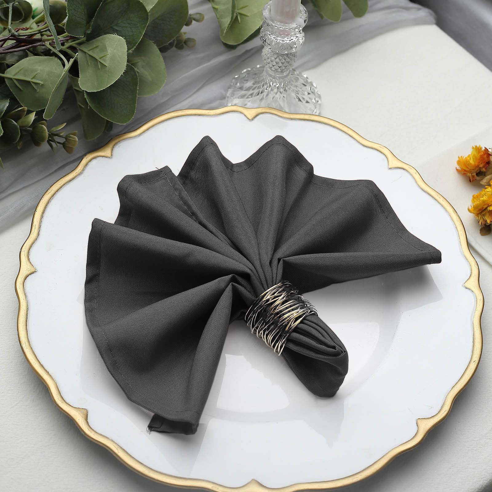 Efavormart 5 Pack | Charcoal Gray Seamless Cloth Dinner Napkins, Wrinkle Resistant Linen | 17 ...