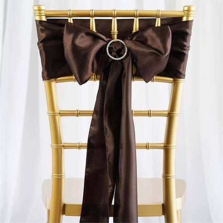 Efavormart 5 Pack | Chocolate Satin Chair Sashes | 6"x106"