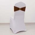 thumbnail image 1 of Efavormart 5 Pack Cinnamon Brown Spandex Chair Sashes with Gold Rhinestone Buckles, Elegant Stretch Chair Bands and Slide On Brooch Set - 5"x14", 1 of 11
