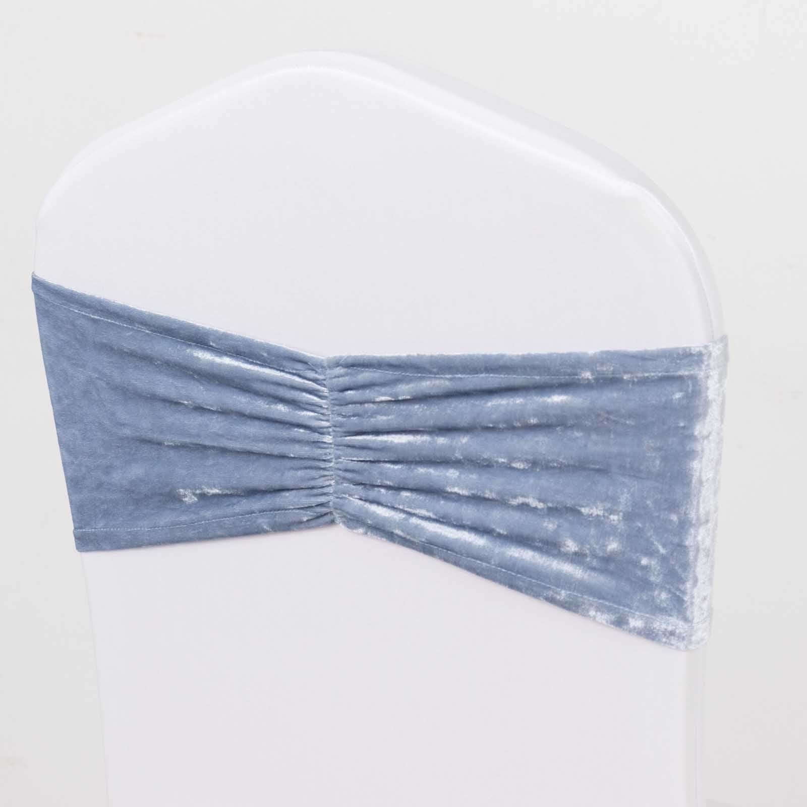 Efavormart 5 Pack Dusty Blue Premium Crushed Velvet Ruffle Chair Sashes ...