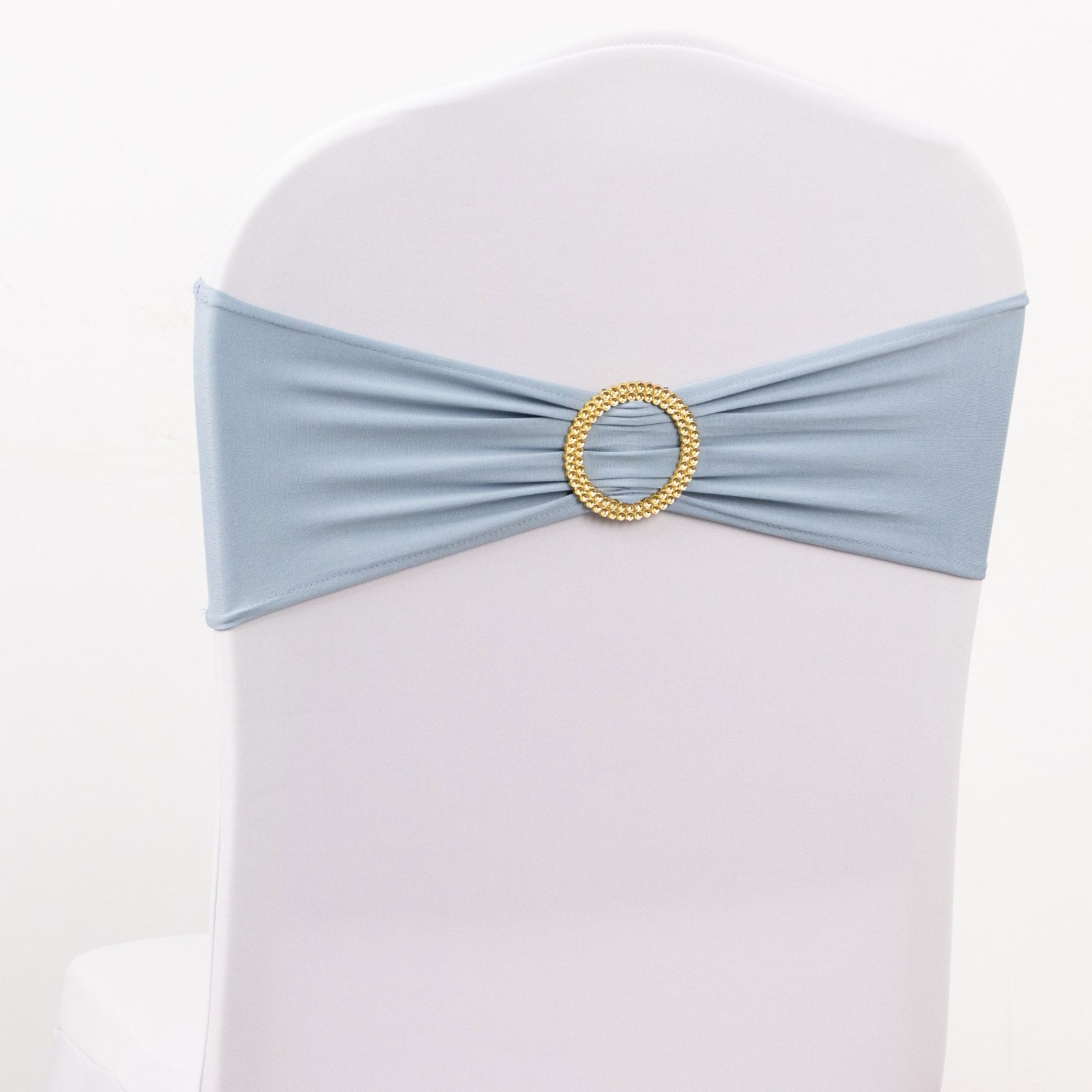 Efavormart 5 Pack Dusty Blue Spandex Chair Sashes with Gold Rhinestone ...