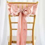 Efavormart 5 Pack | Dusty Rose Satin Chair Sashes | 6"x106"