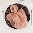 thumbnail image 1 of Efavormart 5 Pack Dusty Rose Sheer Crinkled Organza Wedding Napkins, Premium Shimmer Decorative Dinner Napkins, 1 of 11