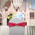 thumbnail image 1 of Efavormart 5 Pack Fushia Stretch Spandex Chair Sash With Silver Diamond Sash Pin Banquet Chair Band for Event Decor, 1 of 2