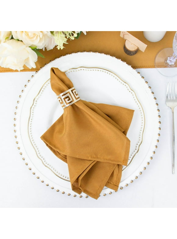 Efavormart 5 Pack | Gold Seamless Cloth Dinner Napkins, Wrinkle Resistant Linen | 17"x17"