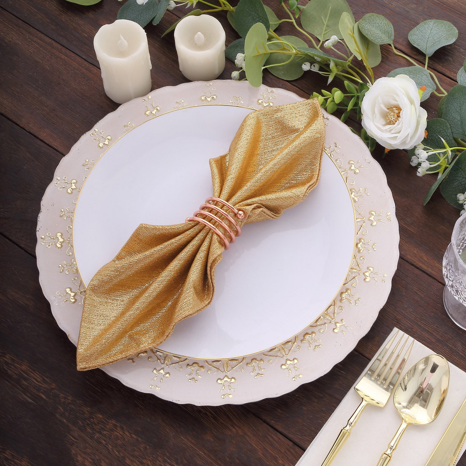 Efavormart 5 Pack Gold Shimmer Sequin Dots Polyester Dinner Napkins ...