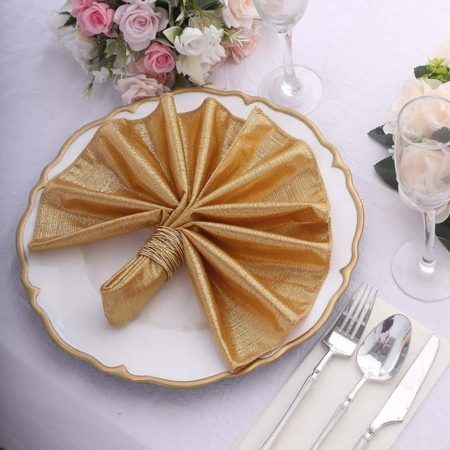 Efavormart 5 Pack Gold Shimmer Sequin Dots Polyester Dinner Napkins ...
