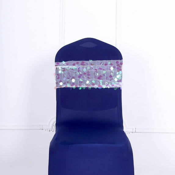 Efavormart 5 Pack - Iridescent Big Payette Sequin Round Chair Sashes