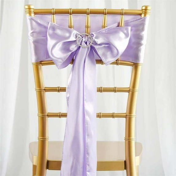 Efavormart 5 Pack | Lavender Satin Chair Sashes | 6"x106"