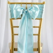 Efavormart 5 Pack | Light Blue Satin Chair Sashes | 6"x106"