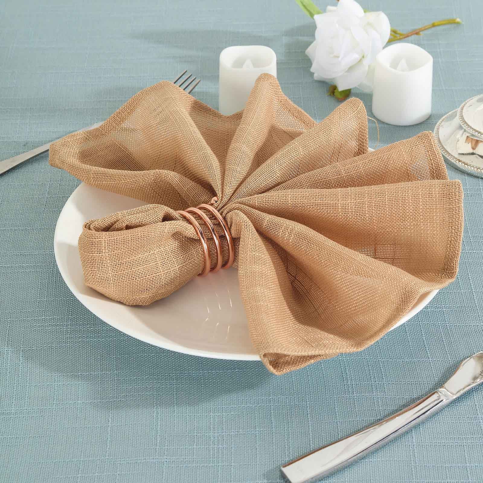 Efavormart 5 Pack NATURAL COLOR 20"x20" Premium Faux Linen Napkins Slubby Textured Wrinkle Free