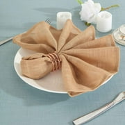 Efavormart 5 Pack NATURAL COLOR 20"x20" Premium Faux Linen Napkins Slubby Textured Wrinkle Free Napkins