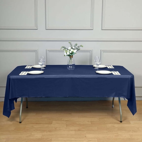 Efavormart 5 Pack Navy Blue Waterproof Plastic Tablecloths, PVC Rectangle Disposable Table Covers - 54"x108"