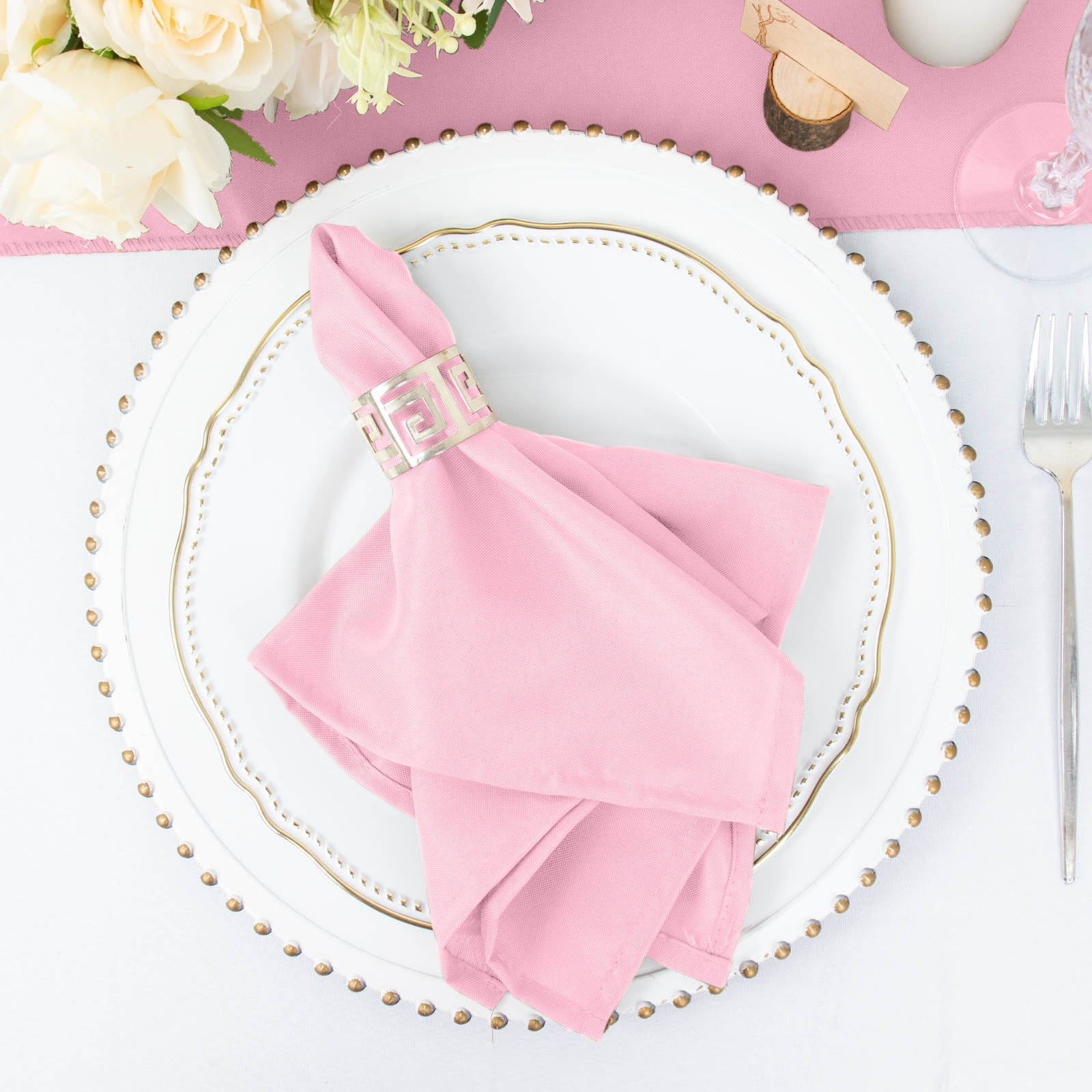 Efavormart 5 Pack | Reusable Pink Seamless Cloth Dinner Napkins for Weddings, Wrinkle Resistant ...