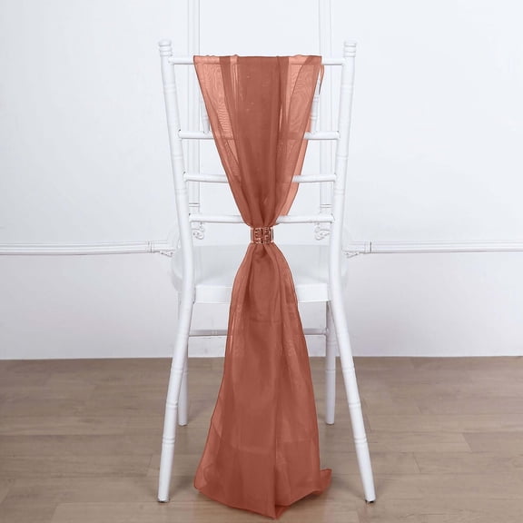Efavormart 5 Pack Premium Chiffon Chair Sashes 22"x78" Terracotta (Rust) - Sheer Designer Chair Bows
