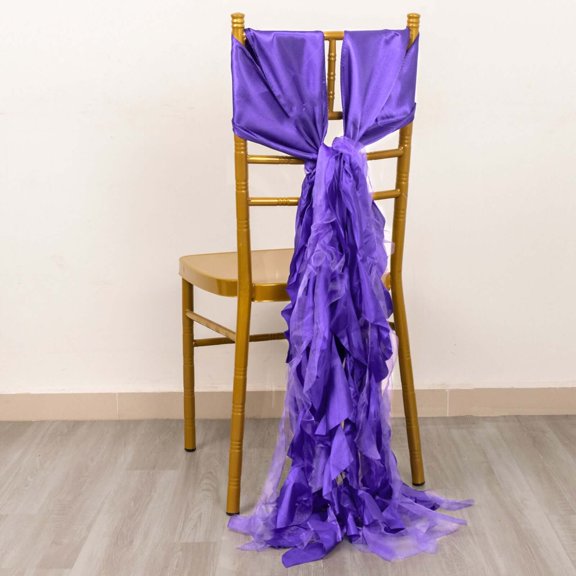 Efavormart 5 Pack Purple Curly Willow Chiffon Satin Chair Sashes