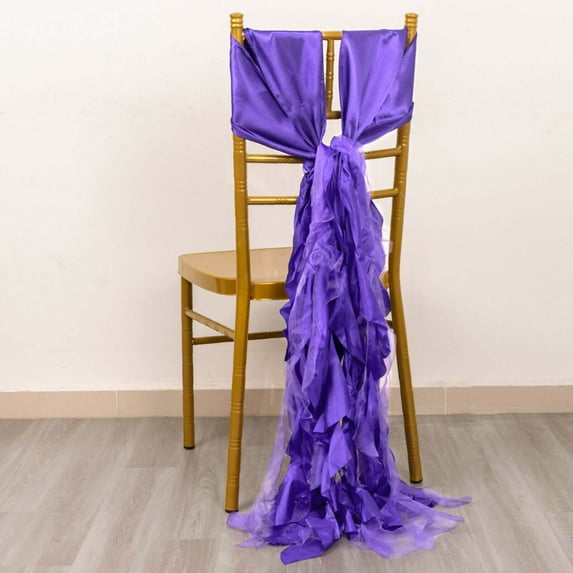 Efavormart 5 Pack Purple Curly Willow Chiffon Satin Chair Sashes