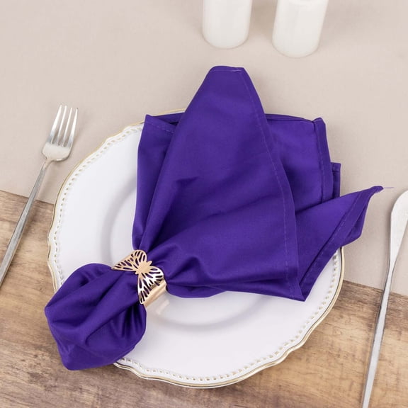 Efavormart 5 Pack Purple  Premium Scuba Cloth Napkins, Wrinkle-Free Reusable Dinner Napkins - 20"x20"