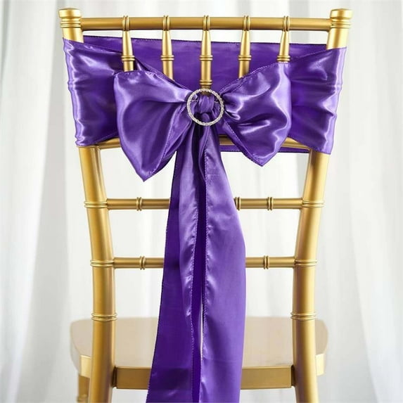 Efavormart 5 Pack | Purple Satin Chair Sashes | 6"x106"