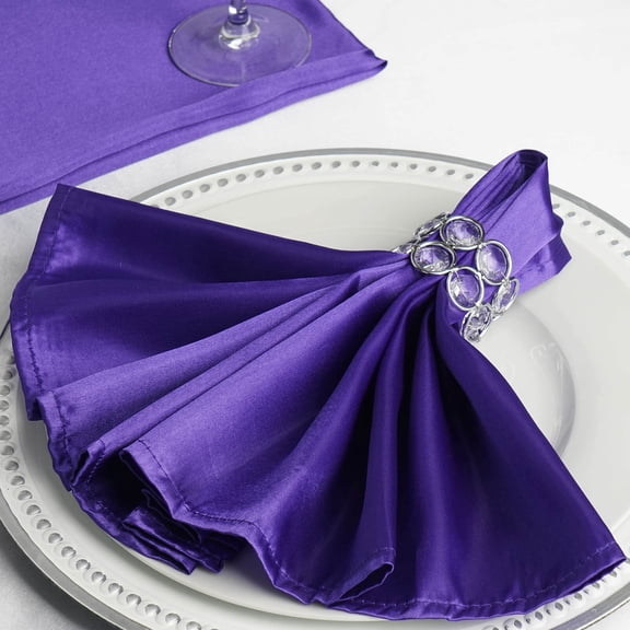 Efavormart 5 Pack | Purple Seamless Satin Cloth Dinner Napkins, Wrinkle Resistant | 20"x20"