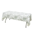 thumbnail image 1 of Efavormart 5-Pack Rectangular Plastic Tablecloths 54"x108" – White with Sage Green French Toile Pattern, PVC Waterproof Disposable Covers, 1 of 4