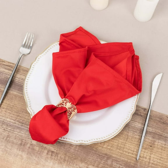 Efavormart 5 Pack Red Premium Scuba Cloth Napkins, Wrinkle-Free Reusable Dinner Napkins