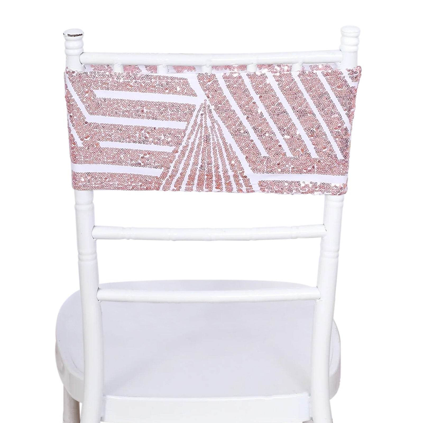 Efavormart 5 Pack Rose Gold Diamond Glitz Sequin White Spandex Chair ...