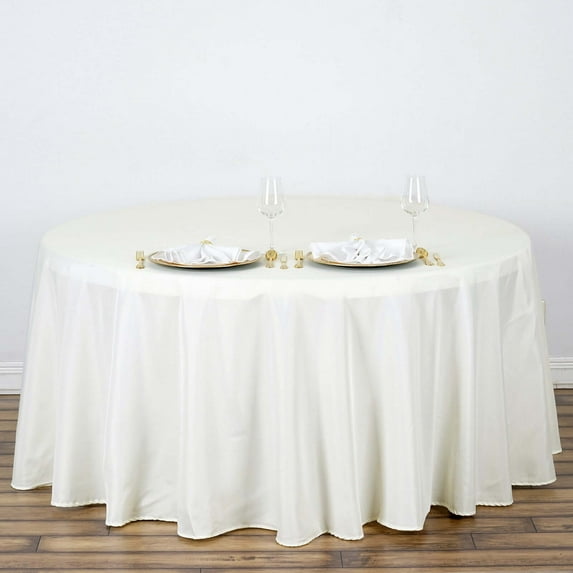 Efavormart 5 Pack Round Tablecloth, 120 Inch Stain & Wrinkle Resistant Washable Table Cloth, Decorative Polyester Fabric Table Cover for Banquet, Wedding, Dining- Ivory