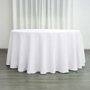 Efavormart 5 Pack Round Tablecloth, 120 Inch Stain & Wrinkle Resistant Washable Table Cloth, Decorative Polyester Fabric Table Cover for Banquet, Wedding, Dining- White