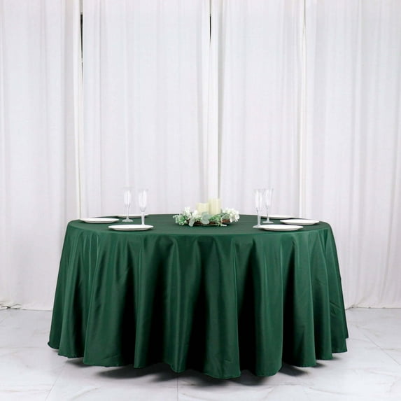 Efavormart 5 Pack Round Tablecloth, 120 Inch Stain & Wrinkle Resistant Washable Table Cloth, Decorative Polyester Fabric Table Cover for Banquet, Wedding, Dining- Hunter Green