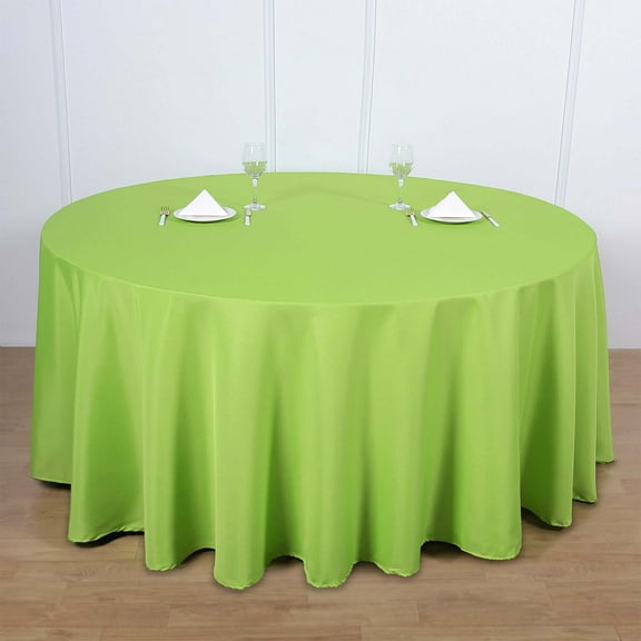 Efavormart 5 Pack Round Tablecloth, 120 Inch Stain & Wrinkle Resistant Washable Table Cloth, Decorative Polyester Fabric Table Cover for Banquet, Wedding, Dining- Lime Green