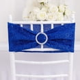 thumbnail image 1 of Efavormart 5 Pack Royal Blue Shimmer Tinsel Spandex Chair Sashes With Round Silver Rhinestone Chair Buckles - 5"x12", 1 of 11