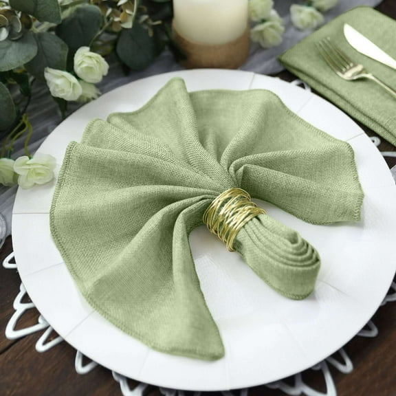 Efavormart 5 Pack | Sage Green Boho Chic Rustic Faux Jute Linen Dinner Napkins - 19"X19"