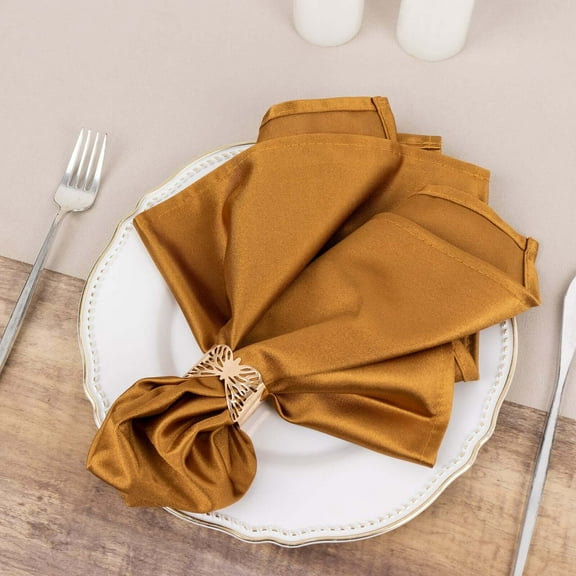 Efavormart 5 Pack Shimmer Gold Premium Scuba Cloth Napkins, Wrinkle-Free Reusable Dinner Napkins - 20"x20"