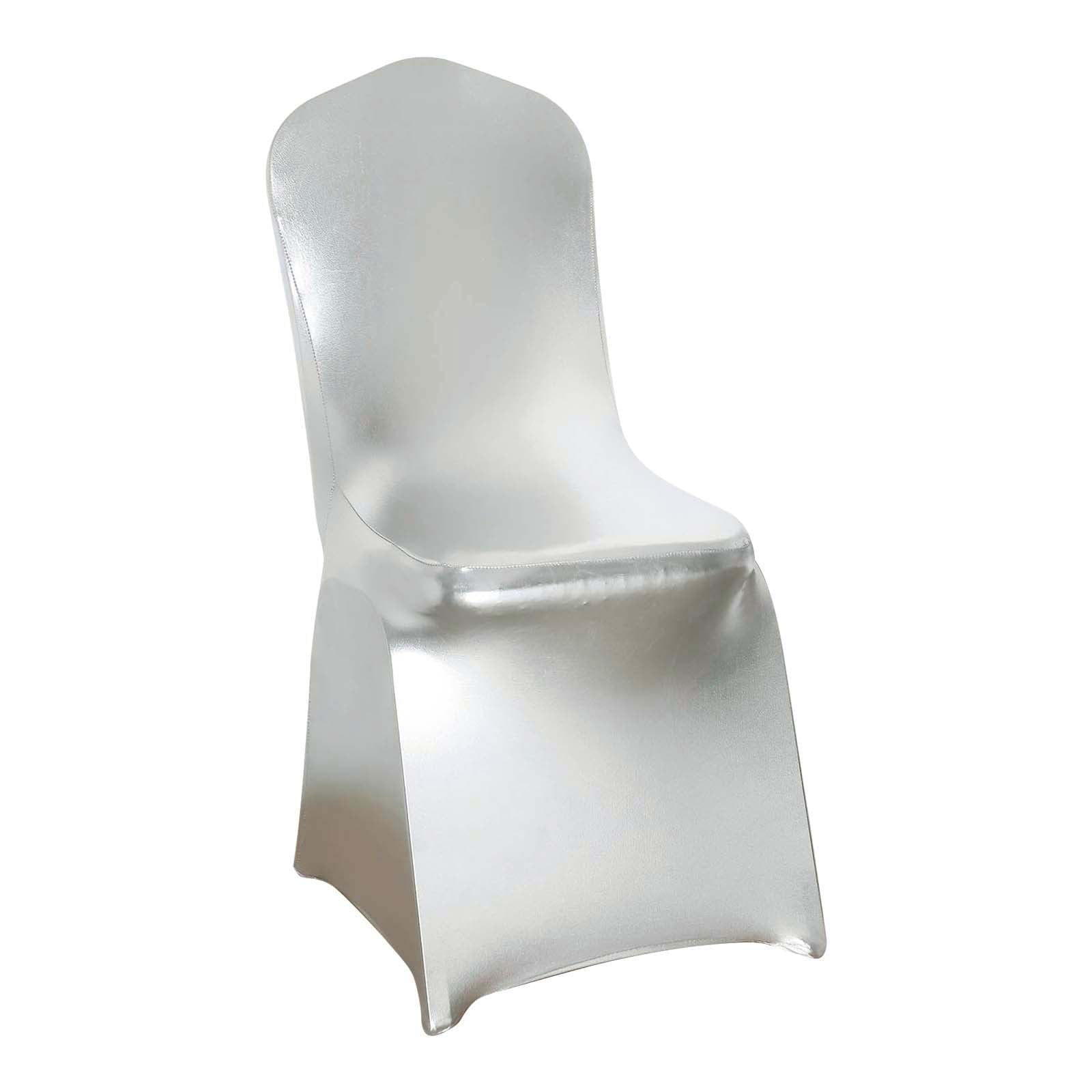 Efavormart 5 Pack | Shiny Metallic Silver Spandex Banquet Chair Cover ...