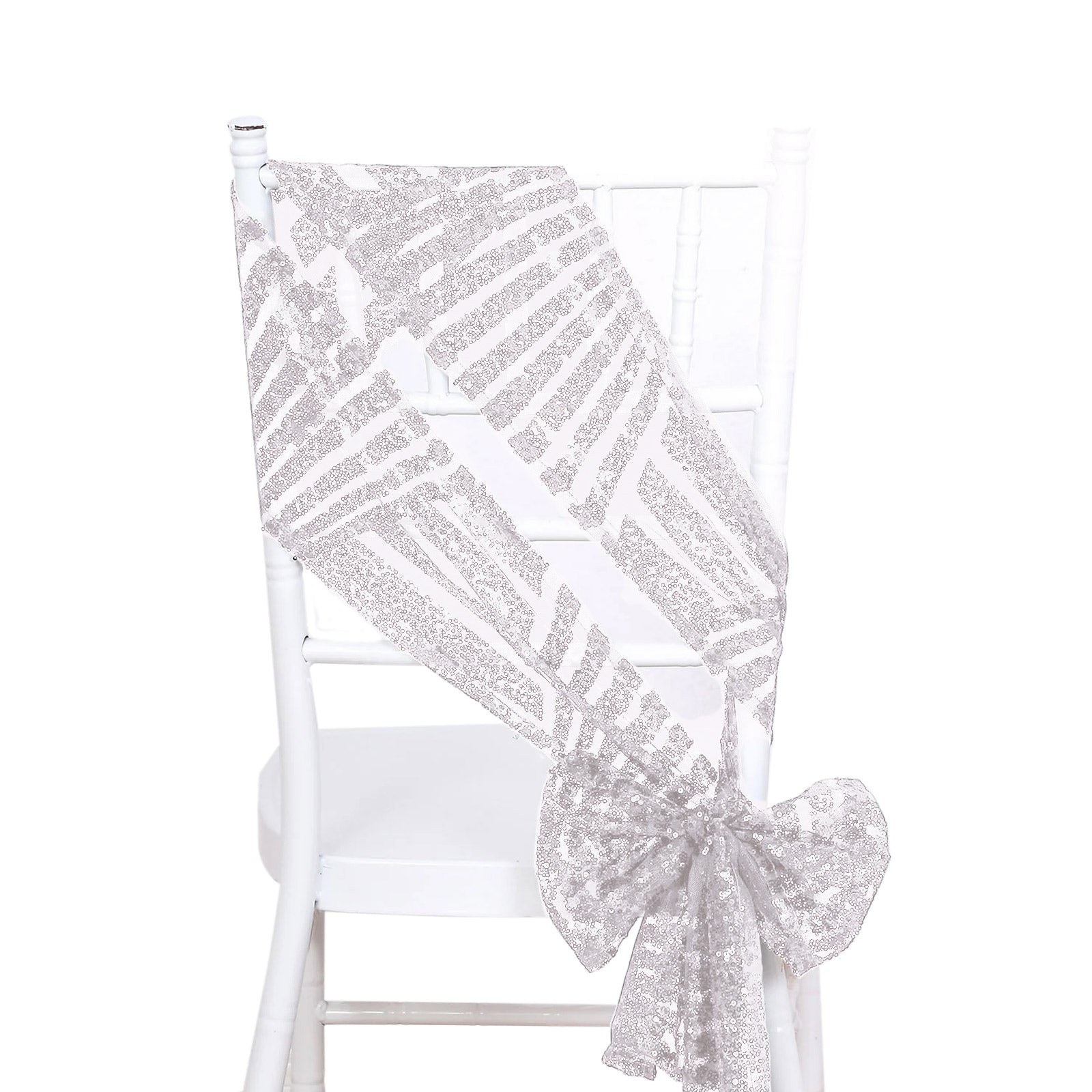 Efavormart 5 Pack Silver Geometric Diamond Glitz Sequin Chair Sashes ...