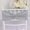 thumbnail image 1 of Efavormart 5 Pack Silver Shimmer Tinsel Spandex Chair Sashes With Round Silver Rhinestone Chair Buckles - 5"x12", 1 of 6