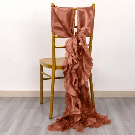 Efavormart 5 Pack Terracotta Curly Willow Chiffon Satin Chair Sashes