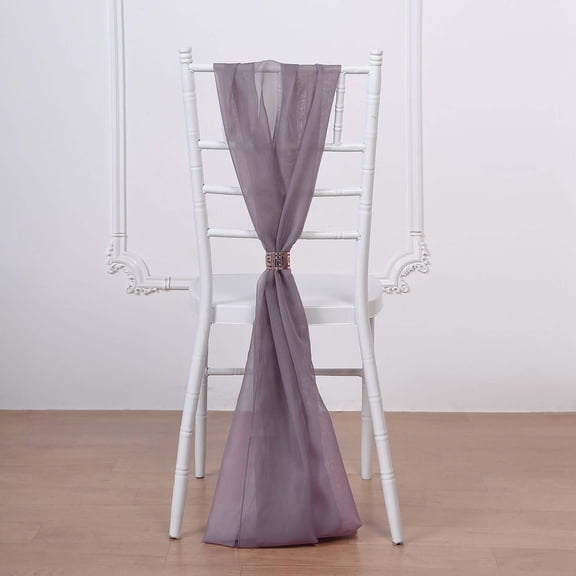 Efavormart 5 Pack | Violet Amethyst DIY Premium Designer Chiffon Chair Sashes | 22" X 78"