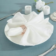 Efavormart 5 Pack WHITE 20"x20" Premium Faux Linen Napkins Slubby Textured Wrinkle Free Napkins