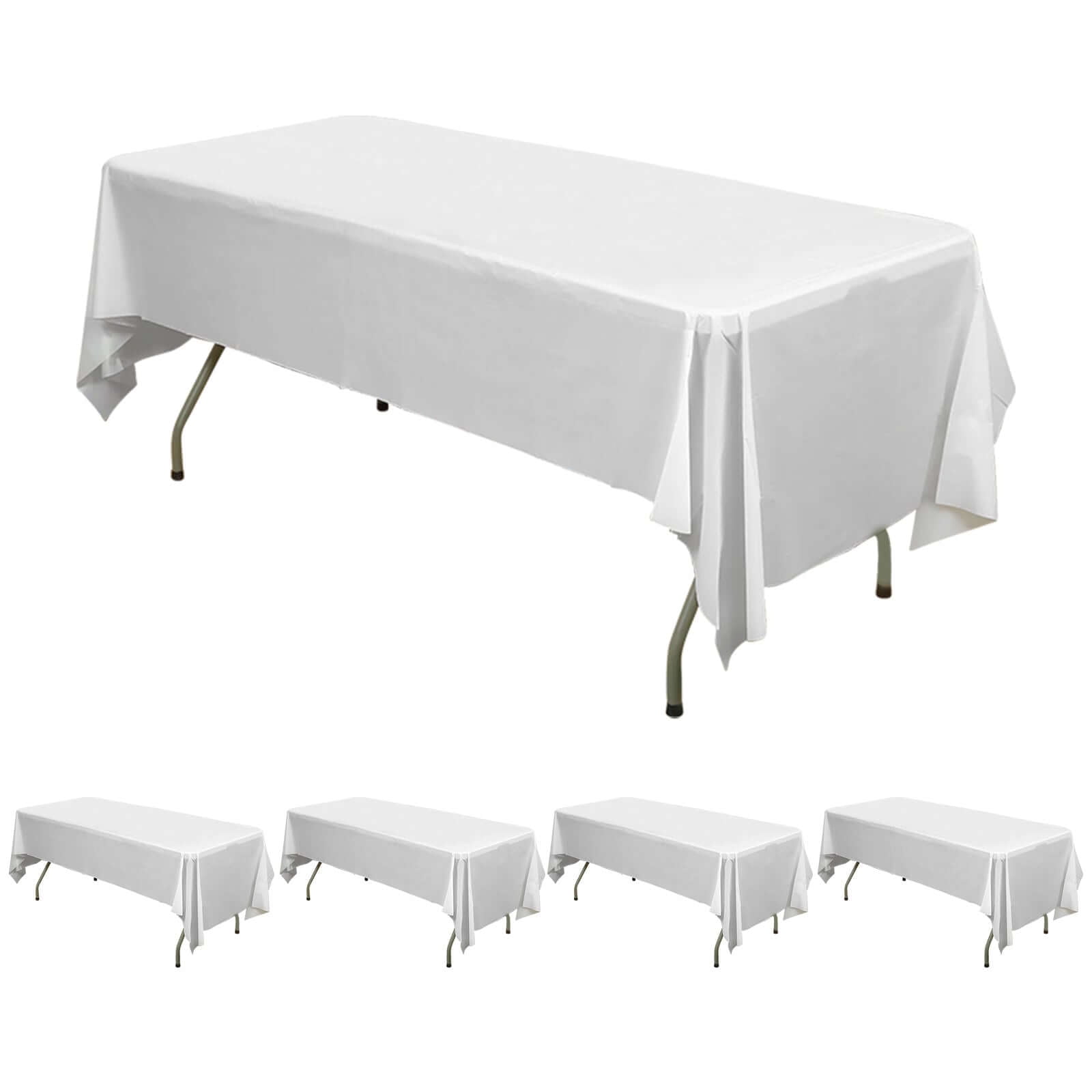 Efavormart 5 Pack White Rectangle Plastic Table Covers, 54"x108" PVC ...
