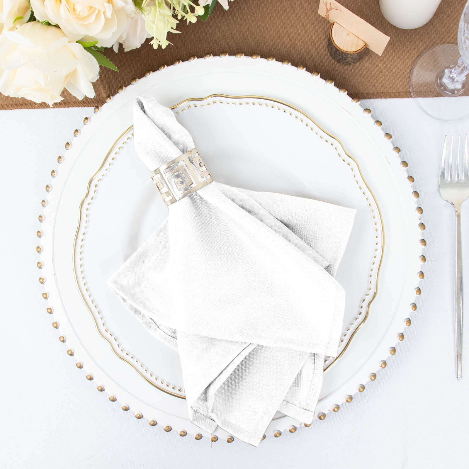 "Efavormart 5-Pack | White Wrinkle-resistant, Washable Polyester Dinner ...