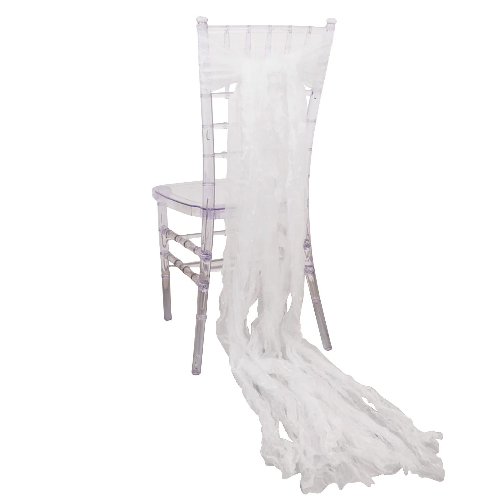 Efavormart 5 Pack White Sheer Crinkled Organza Chair Sashes, Premium ...