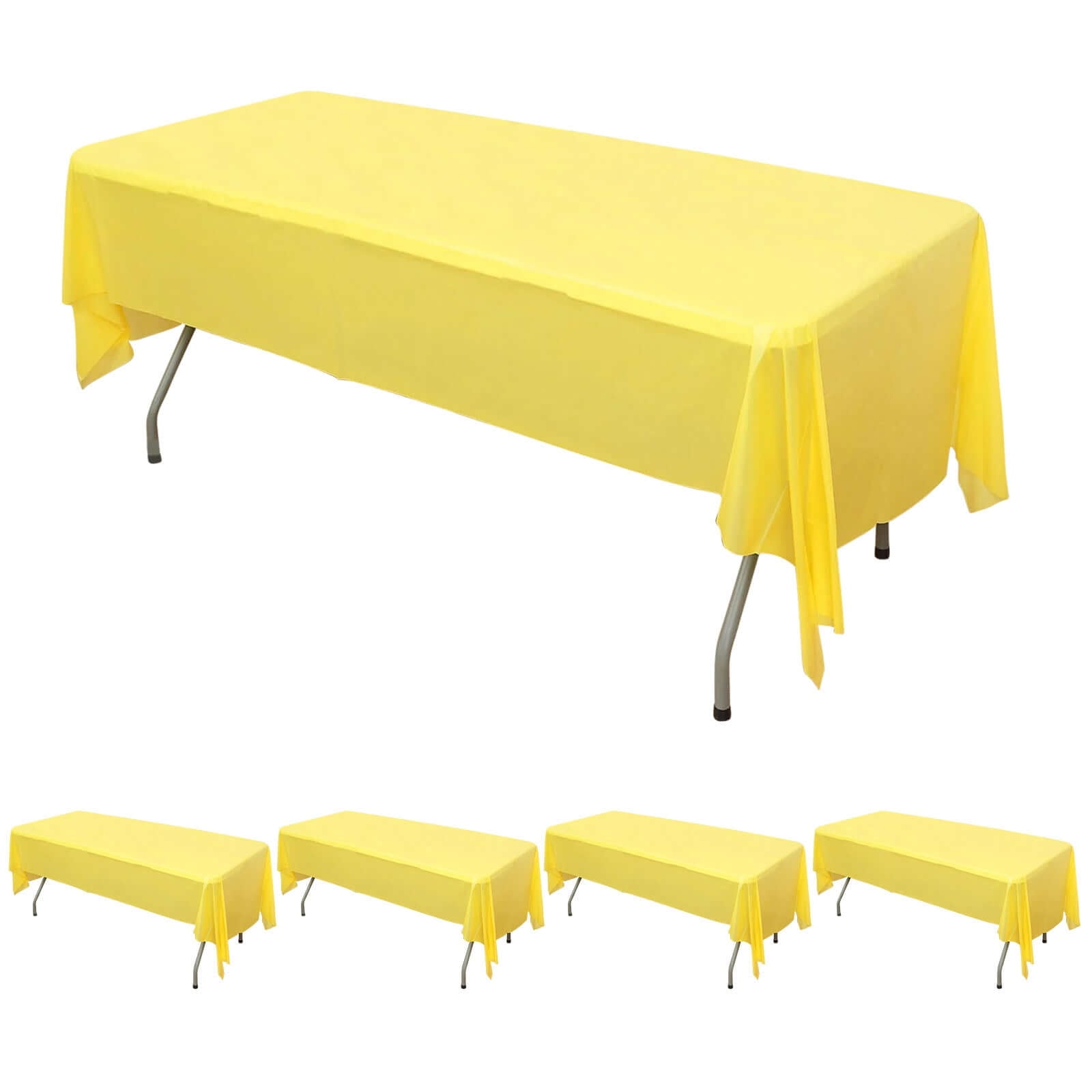 Efavormart 5 Pack Yellow Rectangle Plastic Table Covers, 54"x108" PVC ...