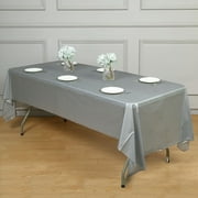 Efavormart 5 Pcs Spotless Elegance 54" x 108" Disposable Plastic Table Cover - Silver